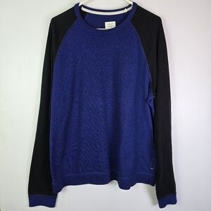 RAG & BONE Men's‎ Navy Cobalt Colorblock Long Sleeve Flame Jersey Sweatshirts XL